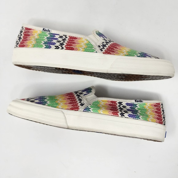 Keds Sneakers Women 10 Double Decker Fair Isle Canvas Slip-On Rainbow Arrows - Picture 8 of 11